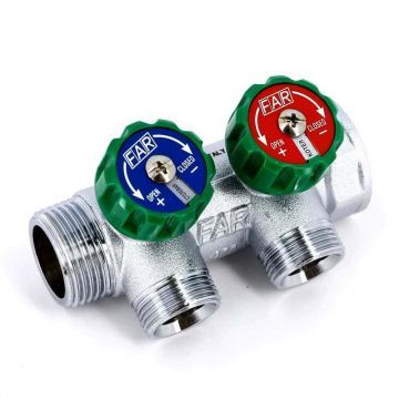 Коллектор FAR 1″x3/4″ на 2 выхода «евроконус» (ВР-НР) FK 3821134