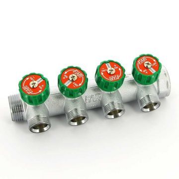 Коллектор FAR 1″x3/4″ на четырьмя выхода «евроконус» ВР-НР FK3824134 