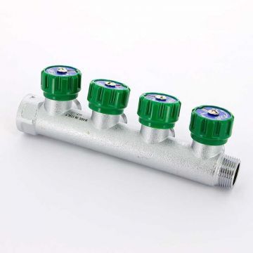 Коллектор FAR 3/4″x1/2″ на 4 выхода «евроконус» (ВР-НР) FK38233412
