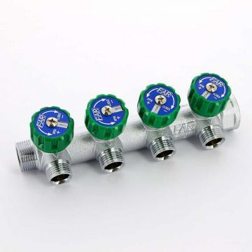 Коллектор FAR 3/4″x1/2″ на четыре выхода «евроконус» (ВР-НР) FK38233412