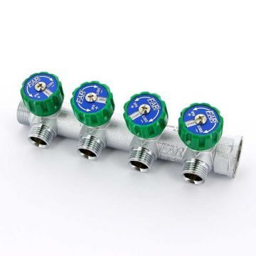 Коллектор FAR 3/4″x1/2″ на четыре выхода евроконус (ВР-НР) FK38233412