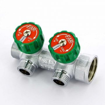 Коллектор FAR 3/4″x1/2″ на двумя выхода «плоское уплотнение» (ВР-НР) FK 3821 3412TP