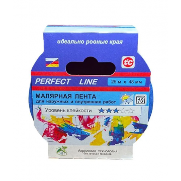 Скотч малярный 25мм*25м Perfect line синяя