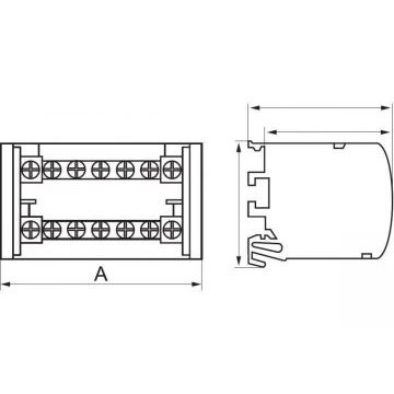 Шина на DIN-рейку в корпусе (кросс-модуль) ШНК 2х15 L+PEN IEK